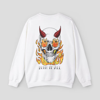 Graphic Sweatshirt - "Flaming Skull" Devilish Inferno Design