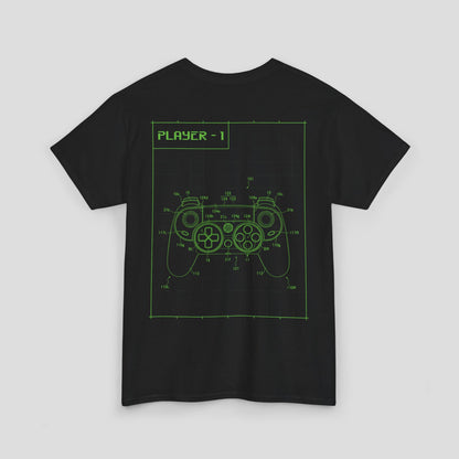 Graphic Tee - "Player-1" Retro Controller Blueprint Design