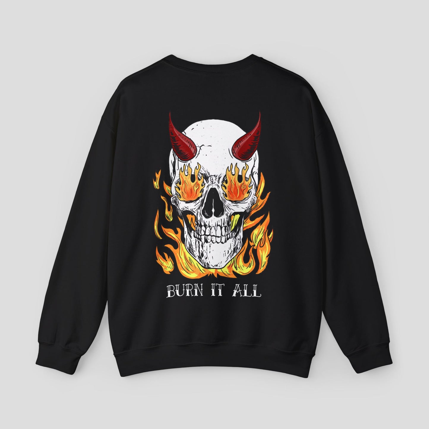 Graphic Sweatshirt - "Flaming Skull" Devilish Inferno Design