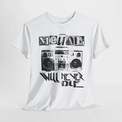 Graphic Tee - "Metal Will Never Die" Retro Boom Box Design