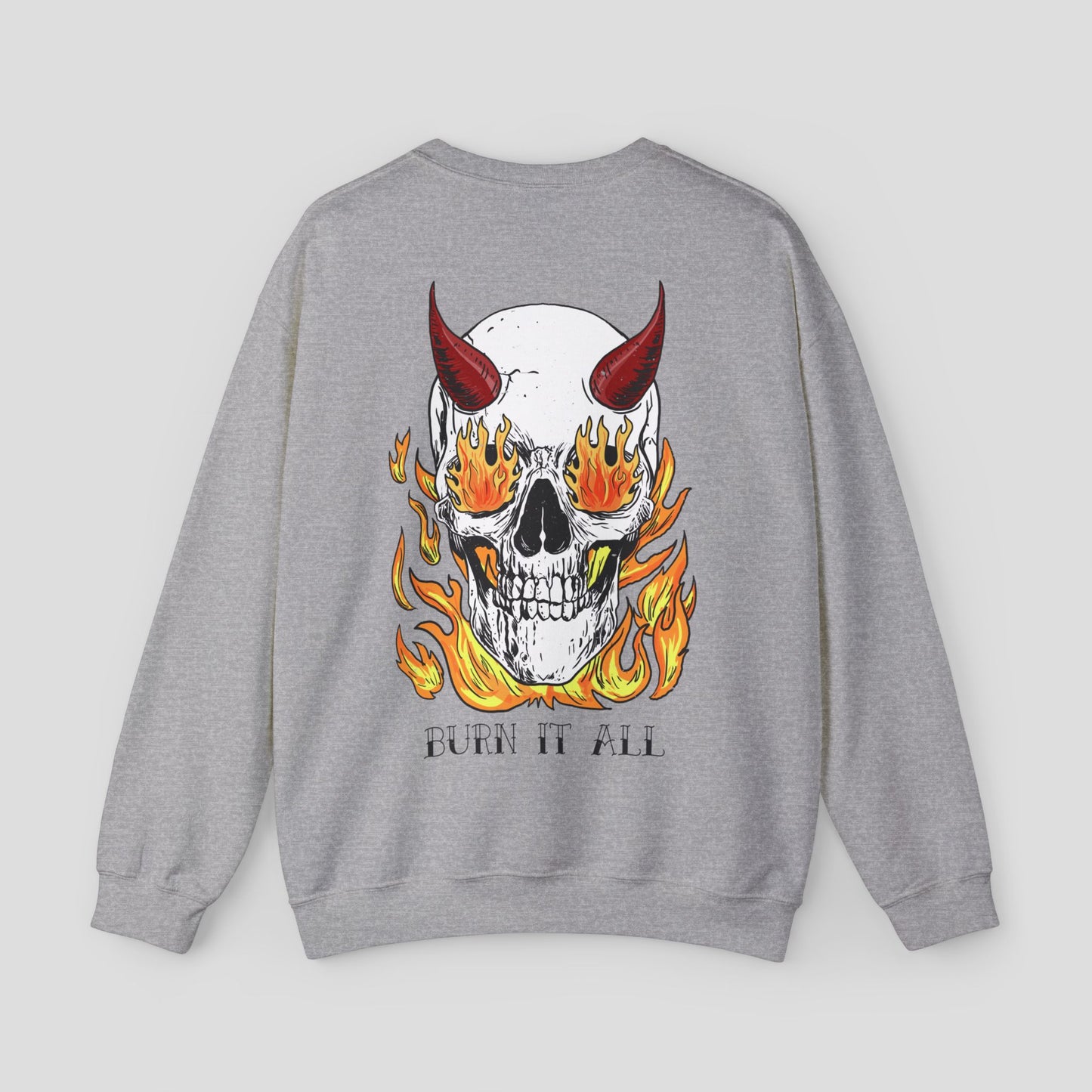 Graphic Sweatshirt - "Flaming Skull" Devilish Inferno Design